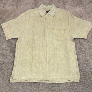 Bullock & Jones Men's Linen Short-Sleeve Button-Up Shirt Green size L Easter